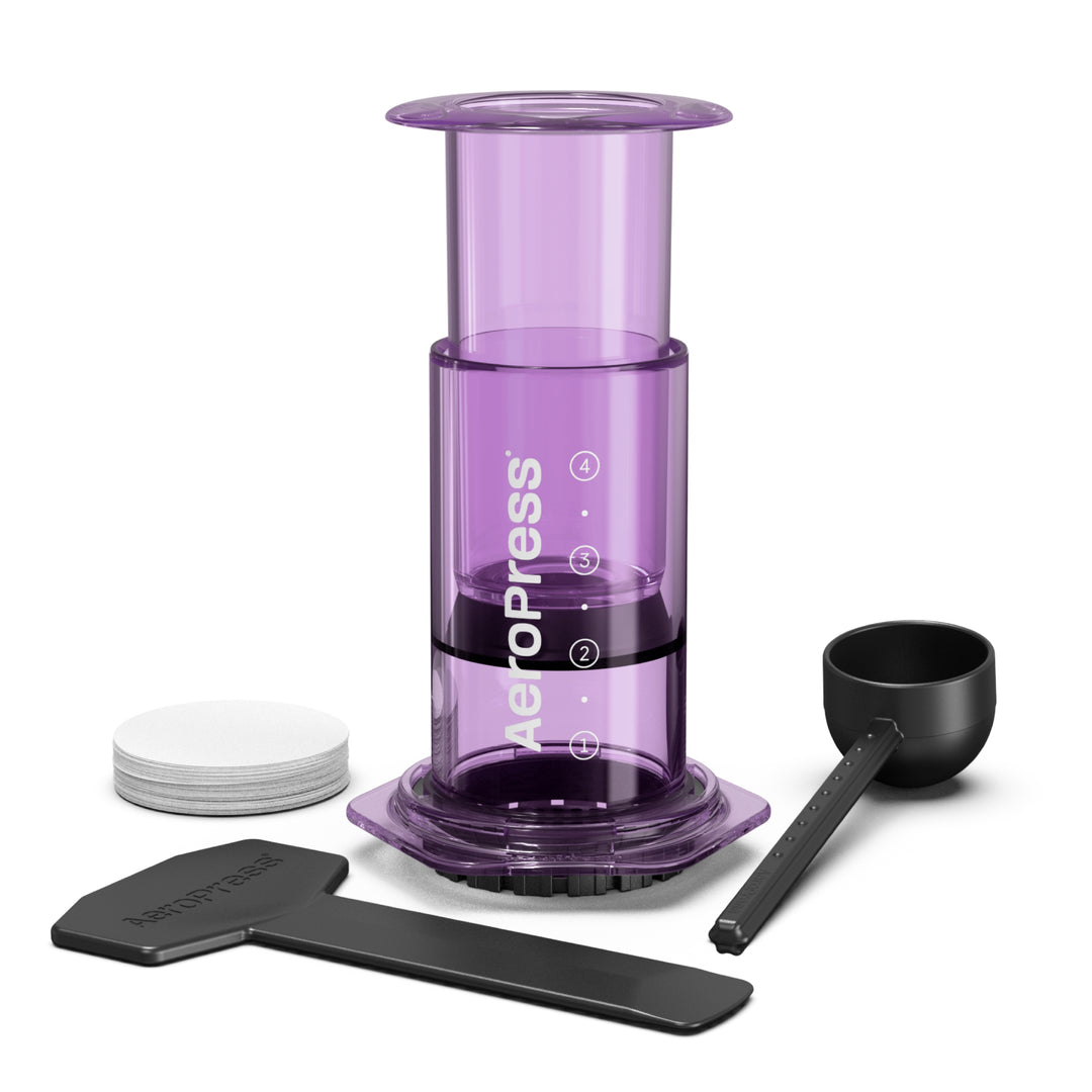 AeroPress Clear Purple Coffee Brewer by the Coffee Beautiful Coffee Company UK London Surrey