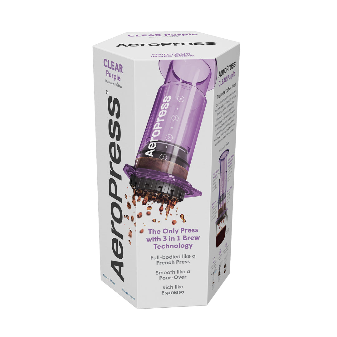 AeroPress Clear Purple Coffee Brewer by the Coffee Beautiful Coffee Company UK London Surrey