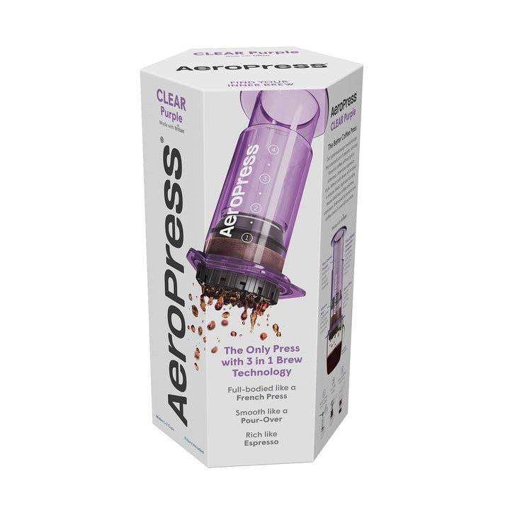 AeroPress Clear Purple Coffee Brewer by the Coffee Beautiful Coffee Company UK London Surrey