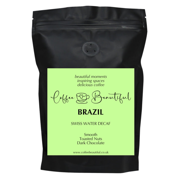 Coffee Beautiful Brazil Swiss-Water Decaf Specialty Grade Coffee by the coffee beautiful coffee company uk London Surrey