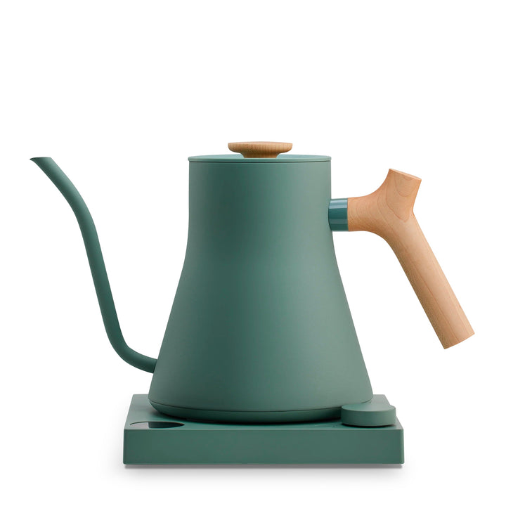 Fellow Stagg EKG Electric Kettle Smoke Green with Maple by the Coffee Beautiful Coffee Company UK London Surrey