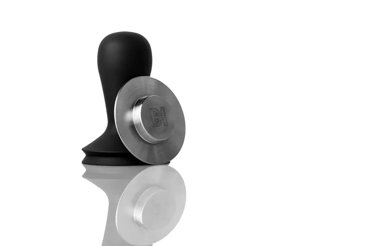 Barista Hustle 58.4mm coffee tamper with hard anodised aluminium handle, designed for VST baskets