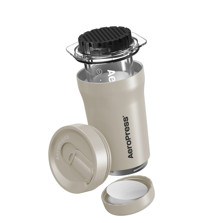 AeroPress Go Plus Coffee Maker in Cream by the Coffee Beautiful coffee company UK London Surrey