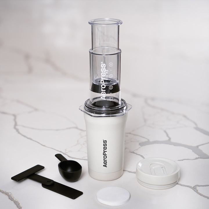 AeroPress Go Plus Coffee Maker in Cream by the Coffee Beautiful coffee company UK London Surrey