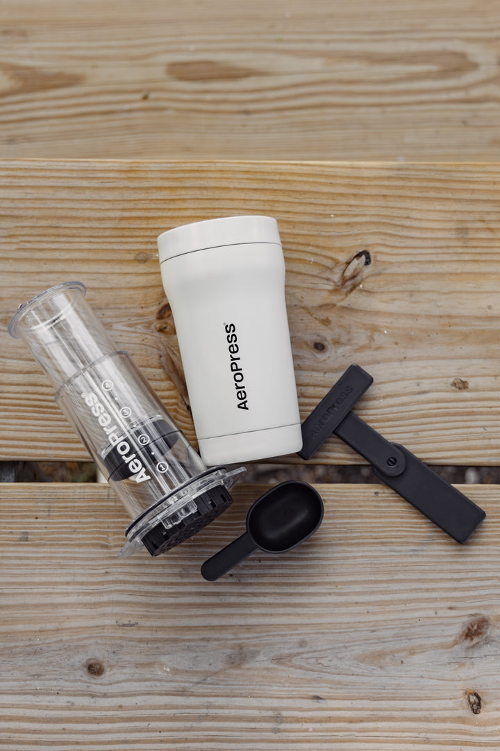 AeroPress Go Plus Coffee Maker in Cream by the Coffee Beautiful coffee company UK London Surrey