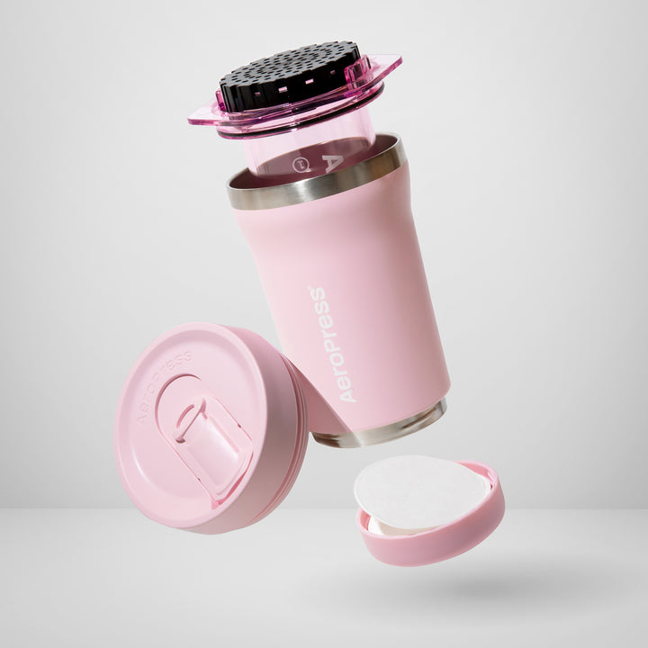 AeroPress Go Plus Coffee Maker in Pink by the Coffee Beautiful coffee company UK London Surrey