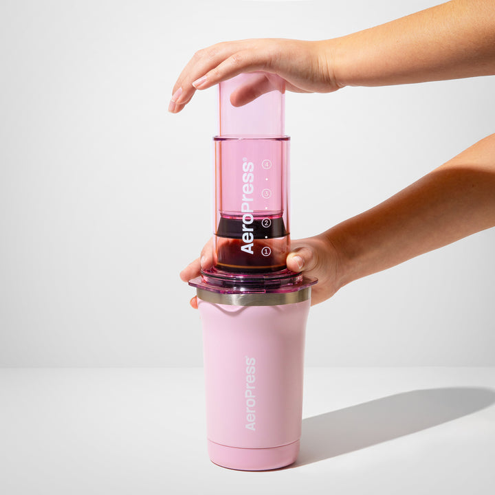 AeroPress Go Plus Coffee Maker in Pink by the Coffee Beautiful coffee company UK London Surrey