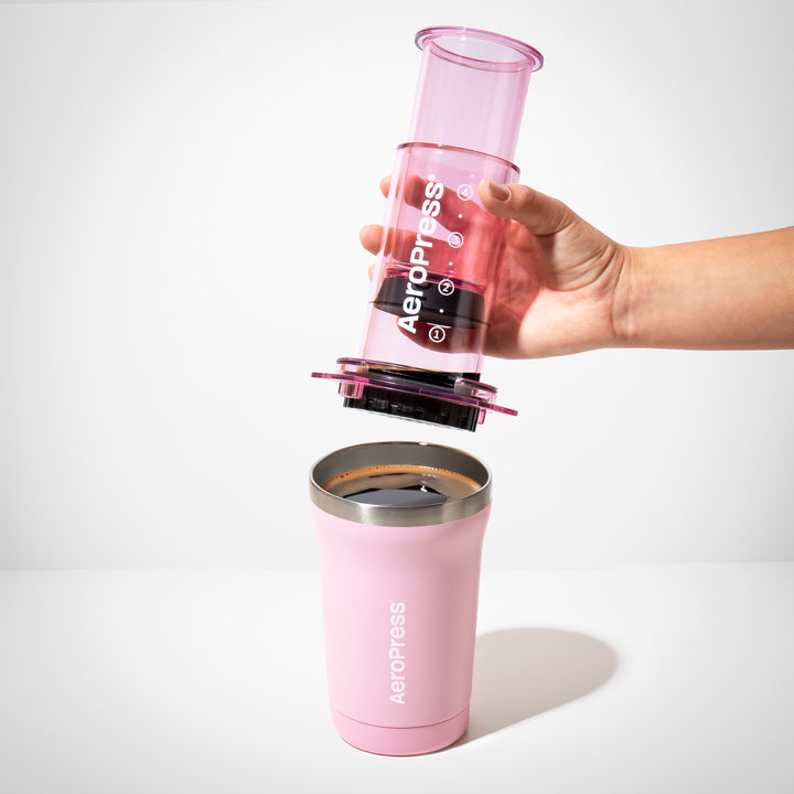 AeroPress Go Plus Coffee Maker in Pink by the Coffee Beautiful coffee company UK London Surrey