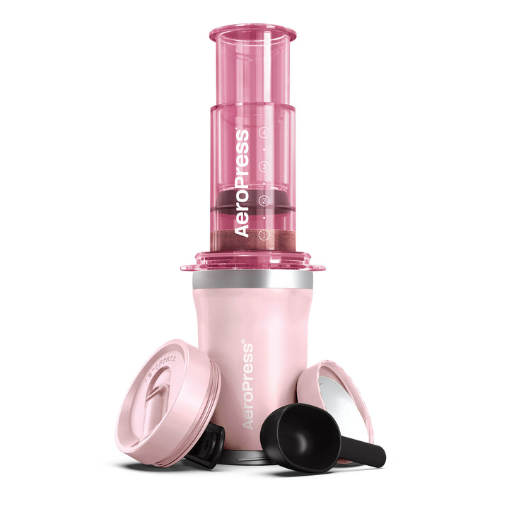AeroPress Go Plus Coffee Maker in Pink by the Coffee Beautiful coffee company UK London Surrey