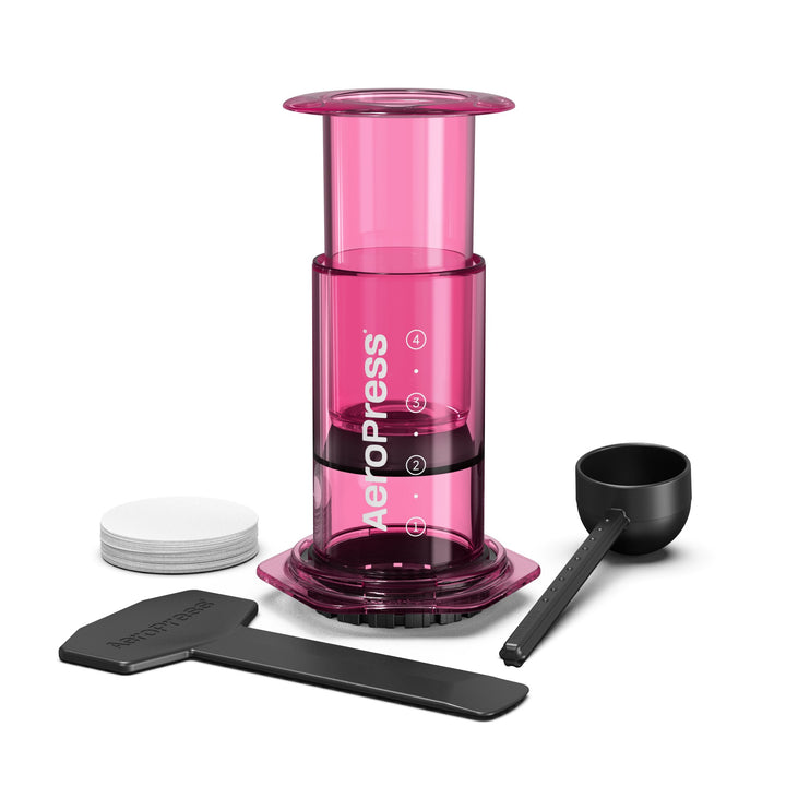 AeroPress Clear Pink Coffee Brewer by the Coffee Beautiful Coffee Company UK London Surrey