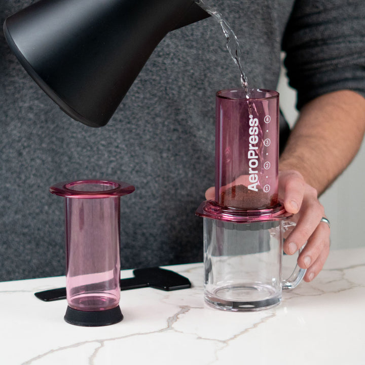 AeroPress Clear Pink Coffee Brewer by the Coffee Beautiful Coffee Company UK London Surrey