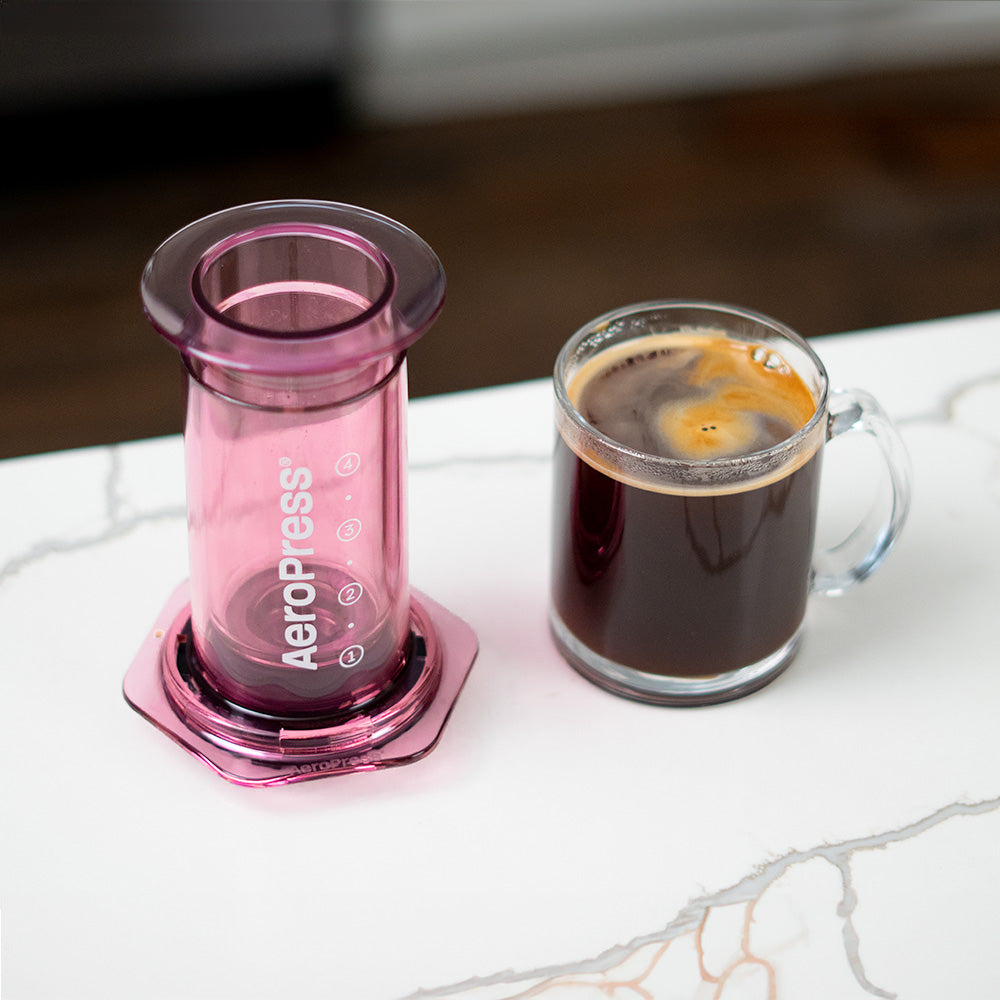 AeroPress Clear Pink Coffee Brewer by the Coffee Beautiful Coffee Company UK London Surrey