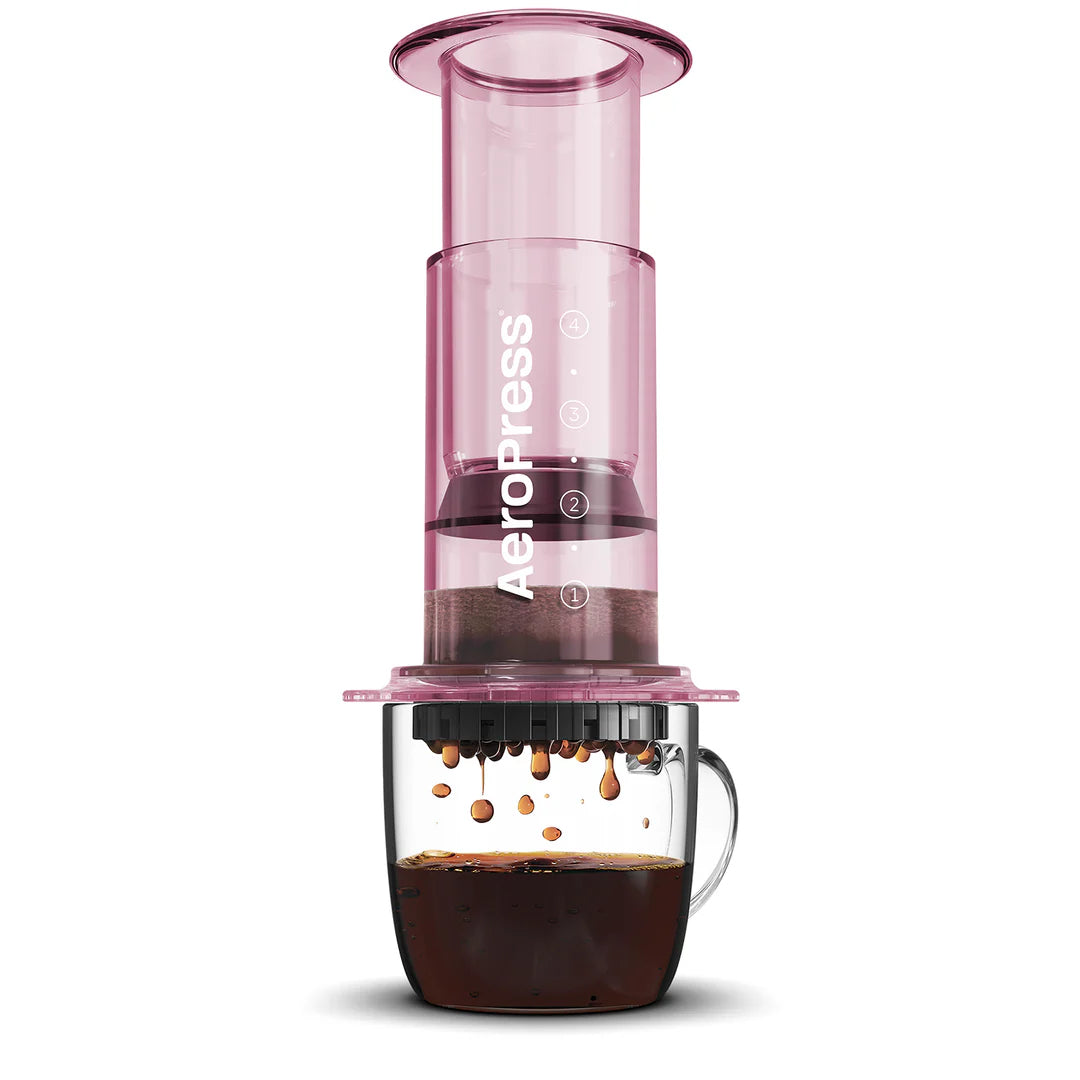 AeroPress Clear Pink Coffee Brewer by the Coffee Beautiful Coffee Company UK London Surrey