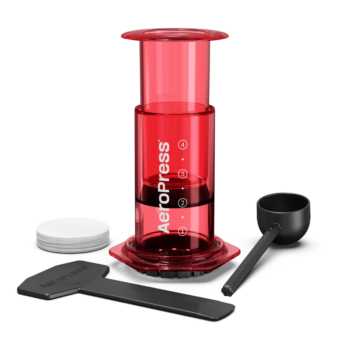 AeroPress Clear Red Coffee Brewer by the Coffee Beautiful Coffee Company UK London Surrey