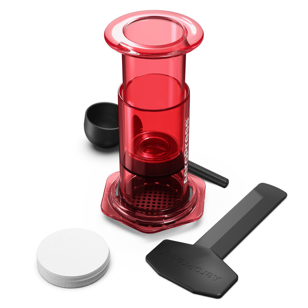 AeroPress Clear Red Coffee Brewer by the Coffee Beautiful Coffee Company UK London Surrey