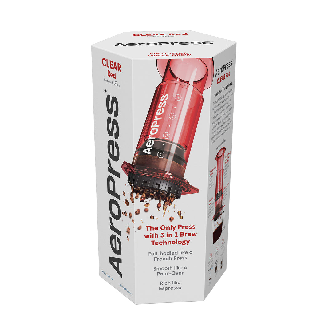 AeroPress Clear Red Coffee Brewer by the Coffee Beautiful Coffee Company UK London Surrey