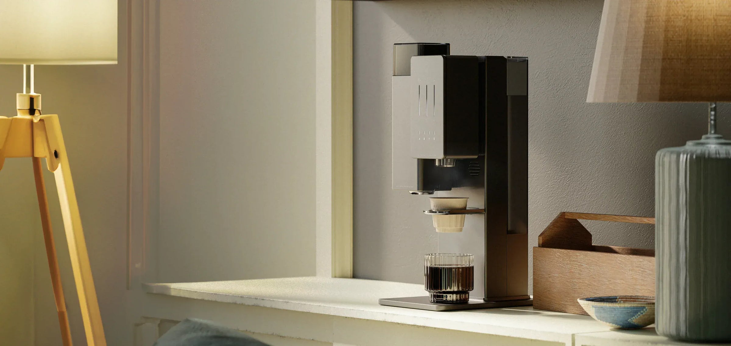 Modern coffee machine in home setting - Banner 3