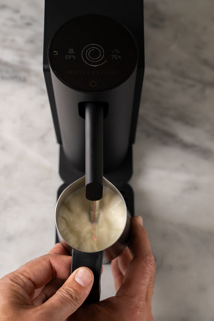 Morning Dream Milk Steamer — Black, steaming milk with laser temperature display