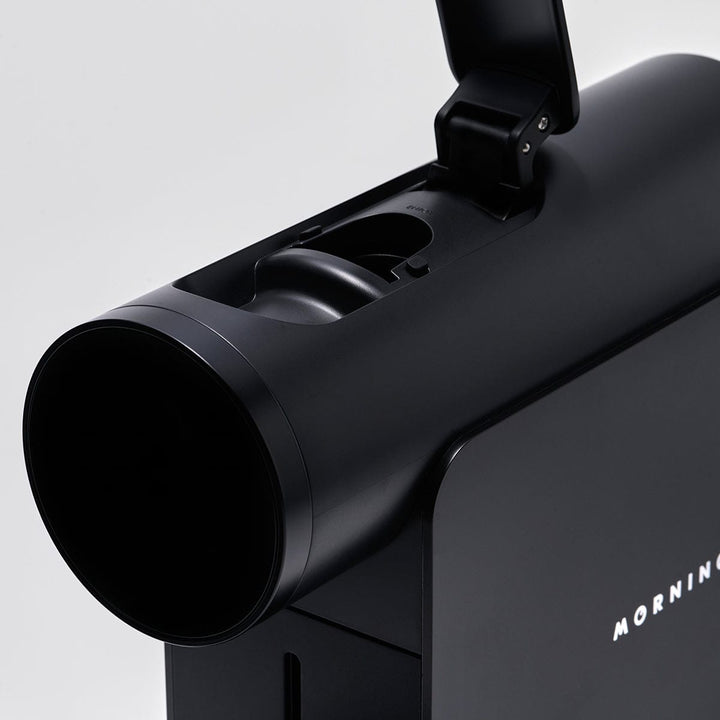 Morning Machine — capsule bay and dial detail, black