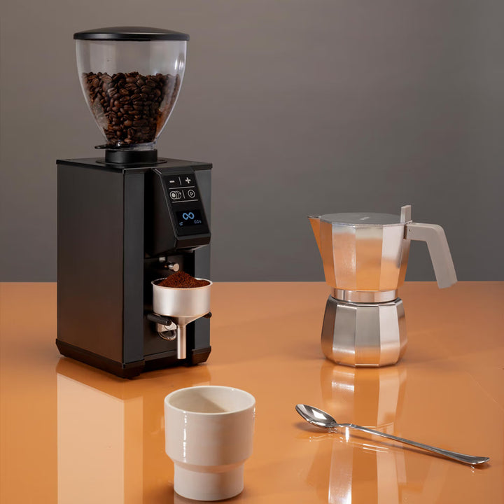 Macap Leo 55 Essential Electric Coffee Grinder in Anodised Black by the Coffee Beautiful Coffee Company