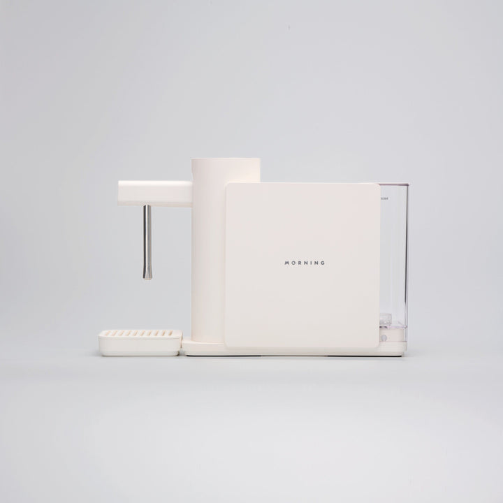 Morning Dream Milk Steamer — White, angled view