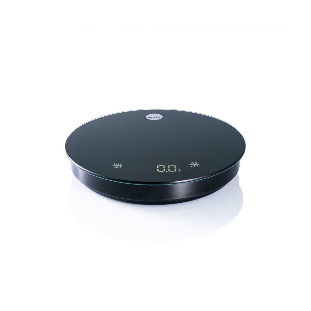 Black Wilfa Uniform Coffee and Kitchen Scale on a white background