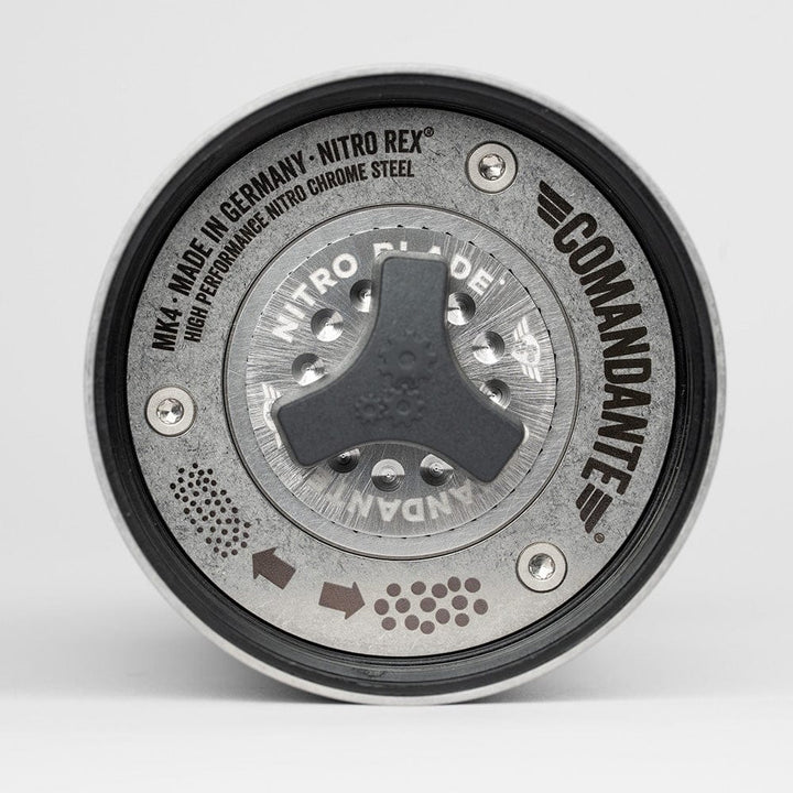 Comandante Lab Series C40 MK4 Nitro Blade Burr Coffee Grinder underside view