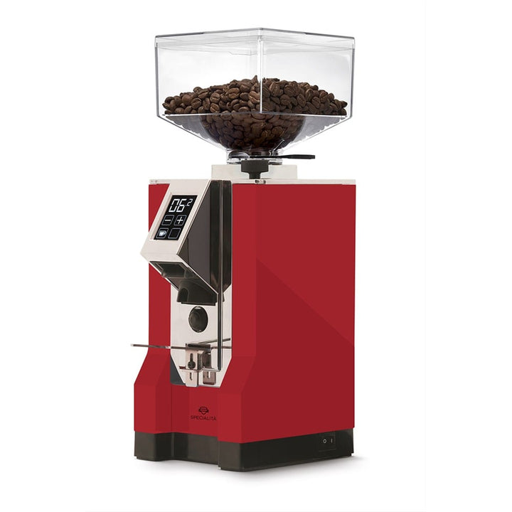 Eureka Mignon Specialita 55 espresso grinder in Ferrari Red with chrome front panel