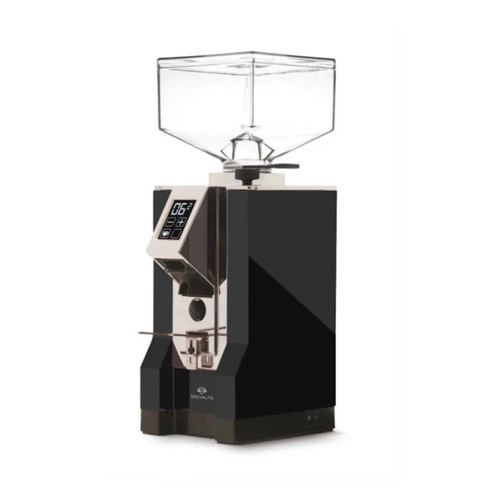 Eureka Mignon Specialita 55 espresso grinder in Matt Black with chrome front panel