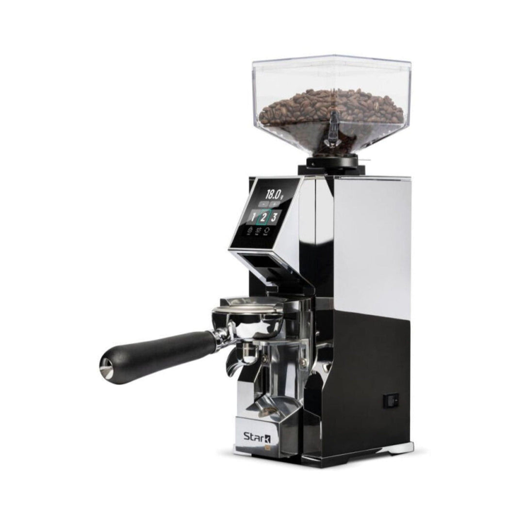 Eureka Mignon Stark W 65 grind-by-weight espresso grinder in Chrome