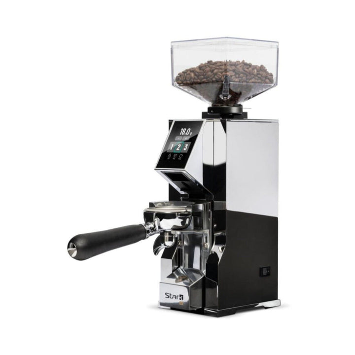 Eureka Mignon Stark W 65 grind-by-weight espresso grinder in Chrome