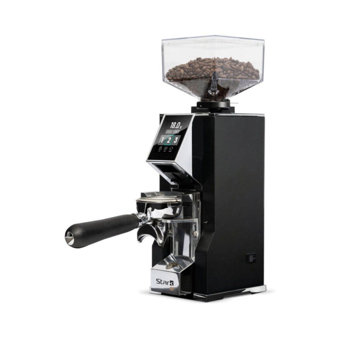 Eureka Mignon Stark W 65 grind-by-weight espresso grinder in Matt Black