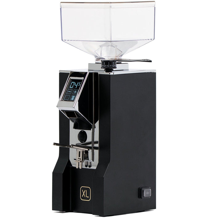 Eureka Mignon XL 65 espresso grinder in Matt Black, three-quarter front view
