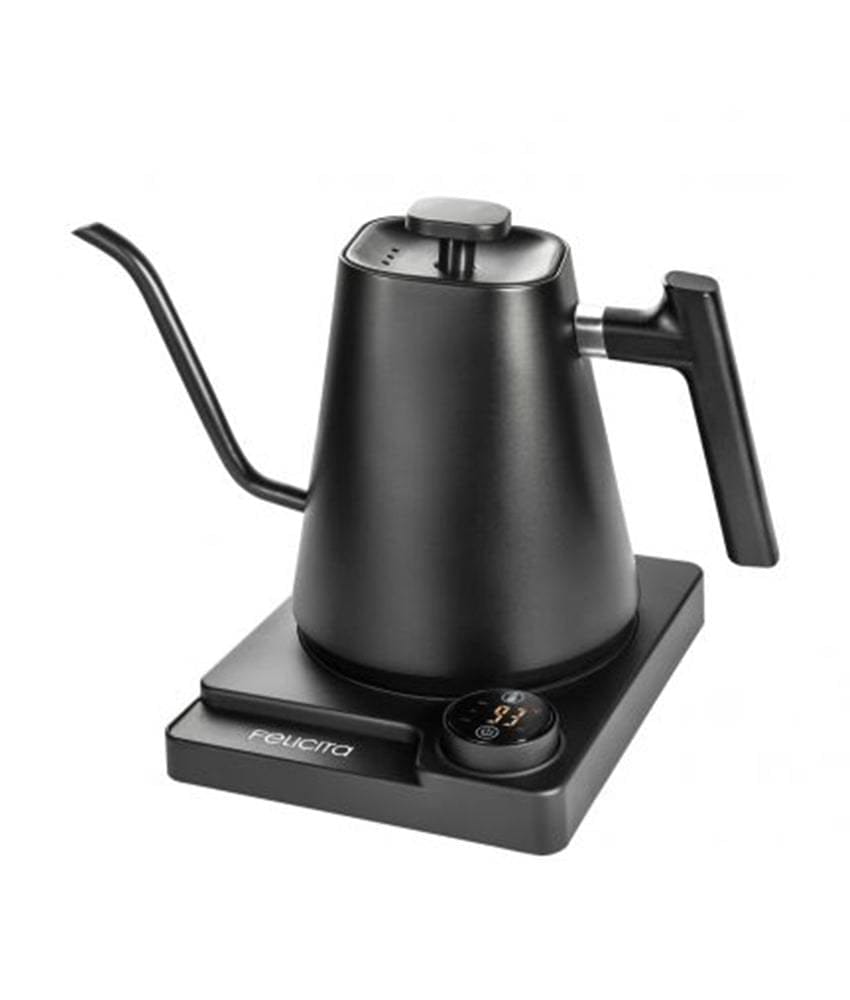 Felicita Square Temperature Control Electric Kettle with digital display on a white background