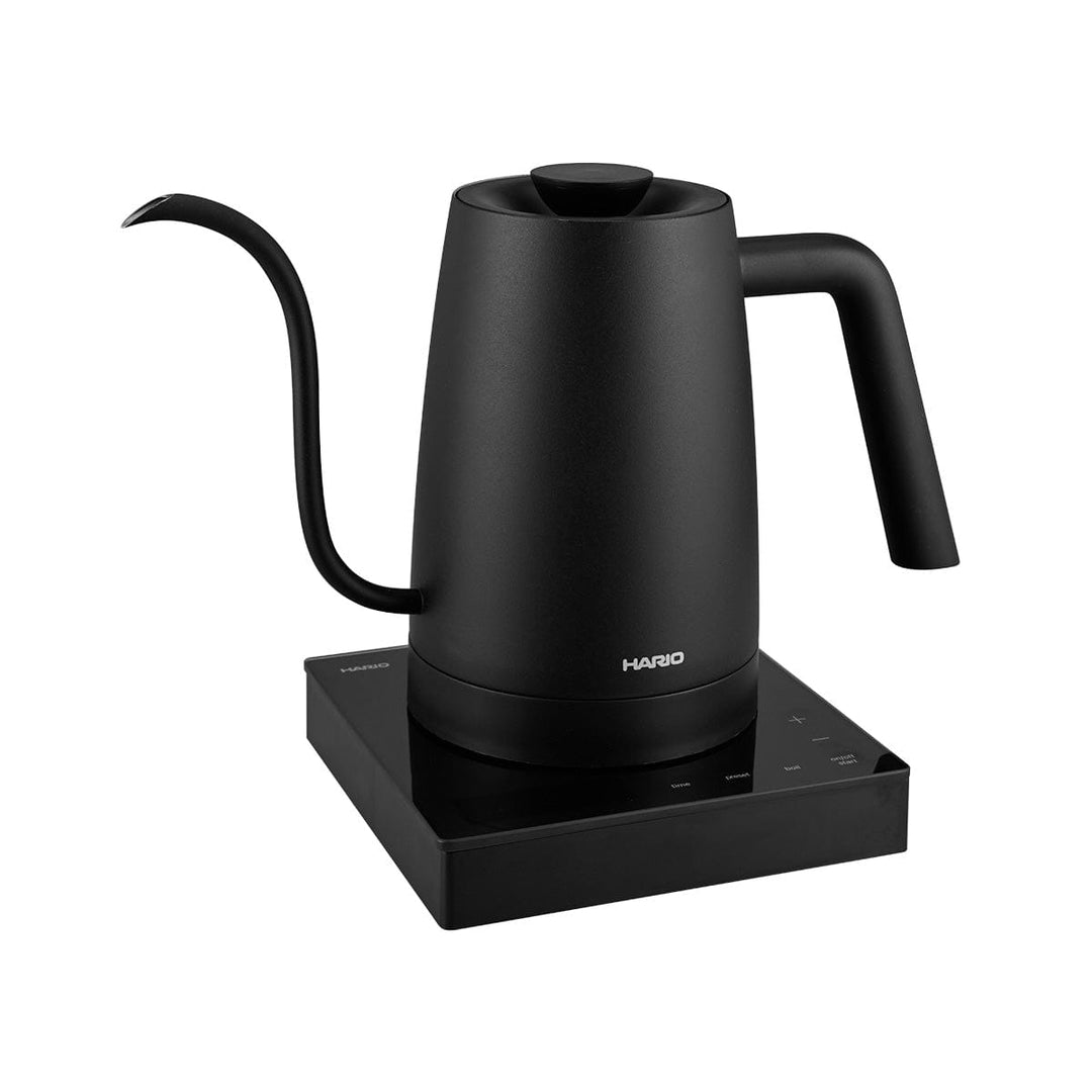 Black Hario Lyra electric kettle on a white background