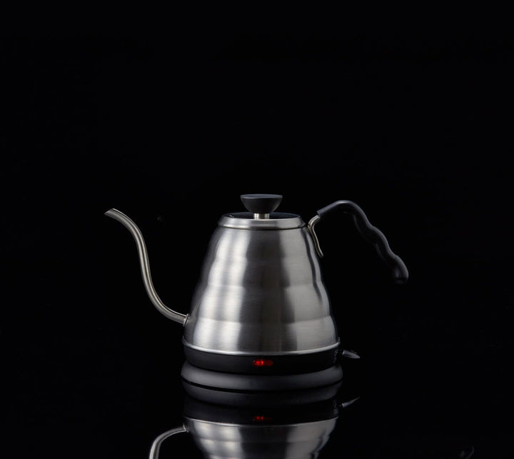 Hario V60 Buono Temperature Control Pour-Over Gooseneck Kettle on a black background