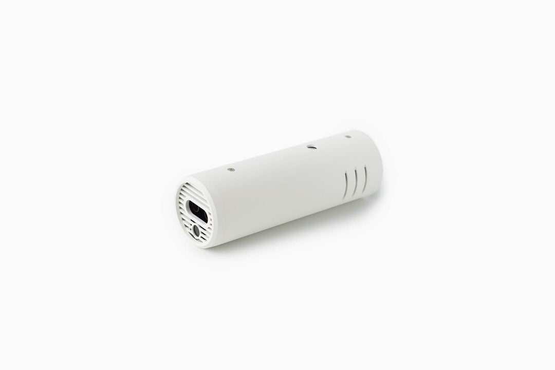 Acaia Ion Beam anti-static ioniser in Beige White, angled view showing the ion emitter grille