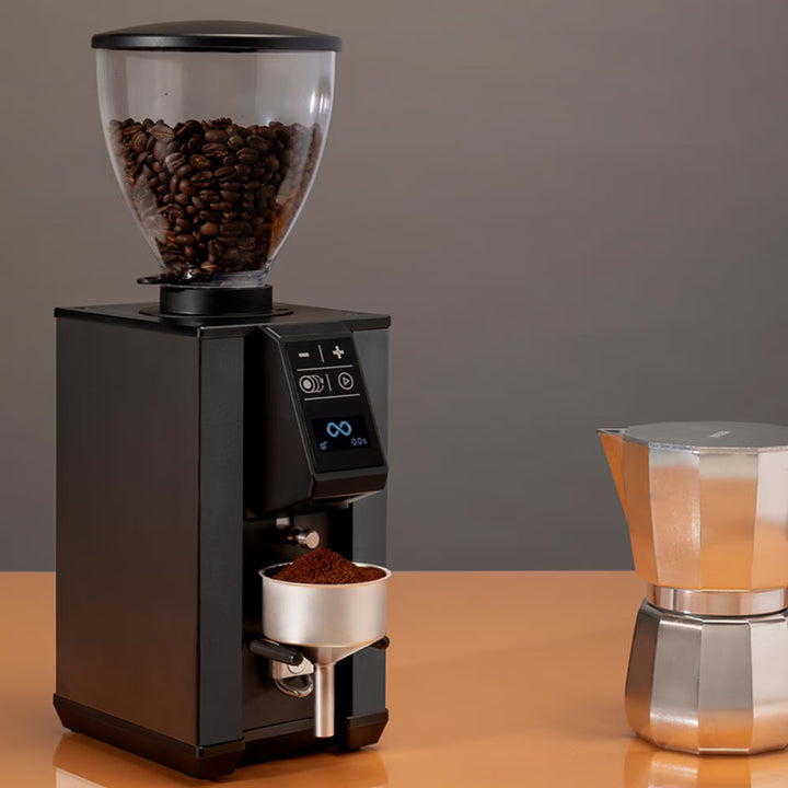 Macap Leo 55 Essential Electric Coffee Grinder in Anodised Black by the Coffee Beautiful Coffee Company