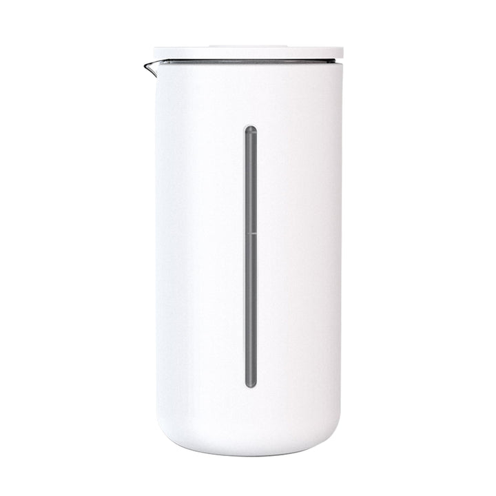 Timemore U French Press in white, a 450ml cafetière with slim glass window