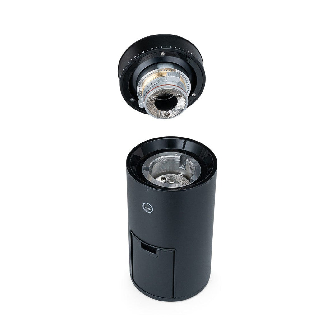 Wilfa Uniform Evo Electric Coffee Grinder with exposed burrs