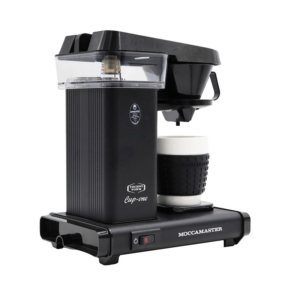 Moccamaster Cup One single-serve filter coffee brewer in Matte Black — angled left view